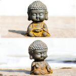 Buddha Stones Small Meditating Buddha Iron Powder Rust Cast Resin Statue Home Decoration Decorations BS 4