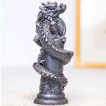 Buddha Stones Handmade Flying Dragon Around The Pillar Iron Powder Rust Cast Resin Statue Home Decoration Decorations BS 21