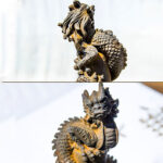 Buddha Stones Handmade Flying Dragon Around The Pillar Iron Powder Rust Cast Resin Statue Home Decoration Decorations BS 11