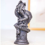 Buddha Stones Handmade Flying Dragon Around The Pillar Iron Powder Rust Cast Resin Statue Home Decoration Decorations BS 15