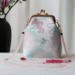 Buddha Stones Retro Chinese Embroidery Pearl Chain Crossbody Bag Shoudler Bag - LavenderBlush Tree 14*6*18cm - image 19
