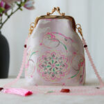 Buddha Stones Retro Chinese Embroidery Pearl Chain Crossbody Bag Shoudler Bag - Pink Mandala 14*6*18cm - image 15