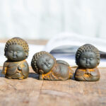Buddha Stones Small Standing Lying Sitting Cute Buddha Iron Powder Rust Cast Resin Statue Home Decoration Decorations BS 3Pcs Buddha Set