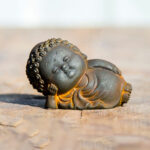 Buddha Stones Small Standing Lying Sitting Cute Buddha Iron Powder Rust Cast Resin Statue Home Decoration Decorations BS Lying Buddha 5*8*4.6cm