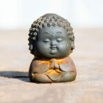 Buddha Stones Small Standing Lying Sitting Cute Buddha Iron Powder Rust Cast Resin Statue Home Decoration Decorations BS Sitting Buddha 6.5*4.6*4.5cm