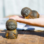 Buddha Stones Small Standing Lying Sitting Cute Buddha Iron Powder Rust Cast Resin Statue Home Decoration Decorations BS 4