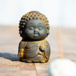 Buddha Stones Small Standing Lying Sitting Cute Buddha Iron Powder Rust Cast Resin Statue Home Decoration Decorations BS 12