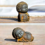 Buddha Stones Small Standing Lying Sitting Cute Buddha Iron Powder Rust Cast Resin Statue Home Decoration Decorations BS 6