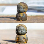 Buddha Stones Small Standing Lying Sitting Cute Buddha Iron Powder Rust Cast Resin Statue Home Decoration Decorations BS 14