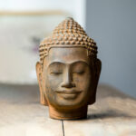 Buddha Stones Closed Eyes Contemplation Meditating Buddha Head Iron Powder Rust Cast Resin Statue Home Decoration Decorations BS 13
