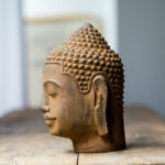 Buddha Stones Closed Eyes Contemplation Meditating Buddha Head Iron Powder Rust Cast Resin Statue Home Decoration Decorations BS 2