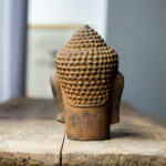Buddha Stones Closed Eyes Contemplation Meditating Buddha Head Iron Powder Rust Cast Resin Statue Home Decoration Decorations BS 3