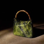 Buddha Stones Lush Bamboo Handle Xiangyunsha Silk Crossbody Bag Hangbags Crossbody Bag&Handbags BS 2
