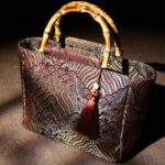 Buddha Stones Mountain Seawater Wave Pattern Bamboo Handle Bead Tassel Hangbags Hangbags BS 5
