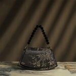 Buddha Stones Plum Bamboo Bead Chain Xiangyunsha Silk Crossbody Bag Shoulder Bag Crossbody Bag&Shoudler Bag BS Black Plum Bamboo 27*15*6.5cm