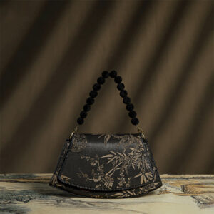 Buddha Stones Plum Bamboo Bead Chain Xiangyunsha Silk Crossbody Bag Shoulder Bag Crossbody Bag&Shoudler Bag BS Black Plum Bamboo 27*15*6.5cm