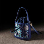 Buddha Stones Retro Lotus Entwined Branches Song Brocade Crossbody Bag Hangbags Crossbody Bag&Handbags BS 8