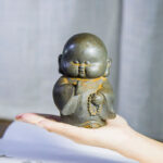 Buddha Stones Handmade Little Monk Iron Powder Rust Cast Resin Statue Home Decoration Decorations BS 4