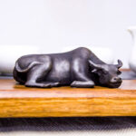 Buddha Stones Handmade Small Water Buffalo Bull Iron Powder Rust Cast Resin Statue Home Decoration Decorations BS 22