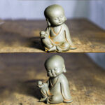 Buddha Stones Handmade Ksitigarbha Kwan Yin Guanyin Avalokitesvara Tathagata Iron Powder Rust Cast Resin Statue Home Decoration Decorations BS 4