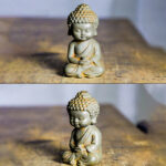 Buddha Stones Handmade Ksitigarbha Kwan Yin Guanyin Avalokitesvara Tathagata Iron Powder Rust Cast Resin Statue Home Decoration Decorations BS 17