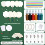 Buddha Stones DIY Chinese Lacquer Fan Blank Painting Handheld Fan Fan BS 42 Pcs Paint Bleaching Set