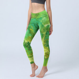 Buddha Stones Mountain River Lanscape Print Gym Leggings Women's Yoga Pants - Lime - US18，UK/AU22，EU50 (4XL) - image 1