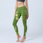Buddha Stones Magpie Flowers Branches Print Gym Leggings Women's Yoga Pants - LimeGreen - US18，UK/AU22，EU50 (4XL) - image 1