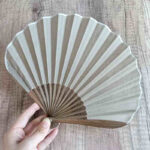 Buddha Stones Retro Solid Color Shell Shape Handheld Bamboo Folding Fan Folding Fan BS LightGrey 22cm