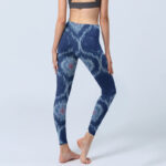 Buddha Stones Navy Blue White Design Gym Leggings Women's Yoga Pants - image 5