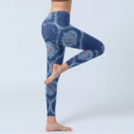 Buddha Stones Navy Blue White Design Gym Leggings Women's Yoga Pants - image 4