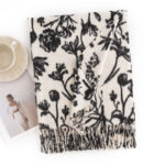 Buddha Stones Tibetan Shawl Blooming Flower Branches Print Tassels Fall Winter Cozy Warm Scarf Wrap Tibetan Shawl BS White 180*65cm