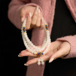 Buddha Stones 108 Mala Beads Natural Quartzite Wealth Luck Bracelet - image 6