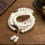 Buddha Stones 108 Mala Beads Natural Quartzite Wealth Luck Bracelet - image 11