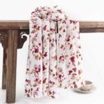 Buddha Stones Tibetan Floral Falling Leaves Print Shawl Fall Winter Cozy Warm Travel Scarf Wrap Tibetan Shawl BS White 190*65cm