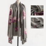 Buddha Stones Tibetan Purple Flowers Print Pattern Design Shawl Fall Winter Warm Travel Scarf Wrap Tibetan Shawl BS 5