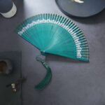 Buddha Stones Flower Plain Handheld Polyester Tassel Bamboo Folding Fan 21cm Folding Fan BS White Lace 21cm