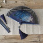Buddha Stones Peony Flowers Silk Handheld Bamboo Folding Fan Folding Fan BS 2