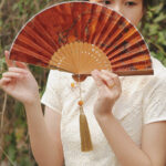 Buddha Stones Flower Persimmon Bamboo Leaves Xiangyunsha Silk Handheld Bamboo Folding Fan Folding Fan BS 8