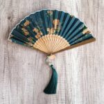 Buddha Stones Flower Persimmon Bamboo Leaves Xiangyunsha Silk Handheld Bamboo Folding Fan Folding Fan BS 1
