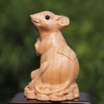 Buddha Stones Year Of The Snake Chinese Zodiac Fu Character Peach Wood Home Statue Decoration Decorations BS Rat For Wealth Height 11.5cm