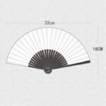 Buddha Stones Black Bamboo Leaf Print Silk Handheld Bamboo Folding Fan Folding Fan BS 7