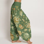 Buddha Stones Casual Blooming Flowers Buds Design Women's Elastic Waist Harem Pants - image 7