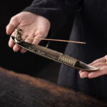 Buddha Stones Fisherman Boat Koi Fish Zinc Alloy Incense Stick Holder Healing Incense Burner Decoration Incense Burner BS 1