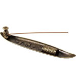 Buddha Stones Fisherman Boat Koi Fish Zinc Alloy Incense Stick Holder Healing Incense Burner Decoration Incense Burner BS 11
