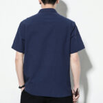 Buddha Stones Casual Solid Color Front Frog Buttons Chinese Tang Suit Short Sleeve Linen Men's Shirt - image 5