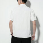 Buddha Stones Casual Solid Color Front Frog Buttons Chinese Tang Suit Short Sleeve Linen Men's Shirt - image 14