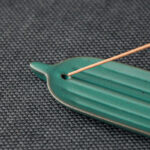 Buddha Stones Green Bamboo Leaf Healing Ceramic Incense Burner Decoration Incense Burner BS 8