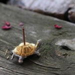 Buddha Stones Alloy Turtle Snail Healing Incense Burner Desk Decoration Incense Burner BS Gold Turtle 3.7*2.2*1.3cm