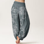 Buddha Stones Casual Peacock Design Women's Elastic Waist Harem Pants - image 6